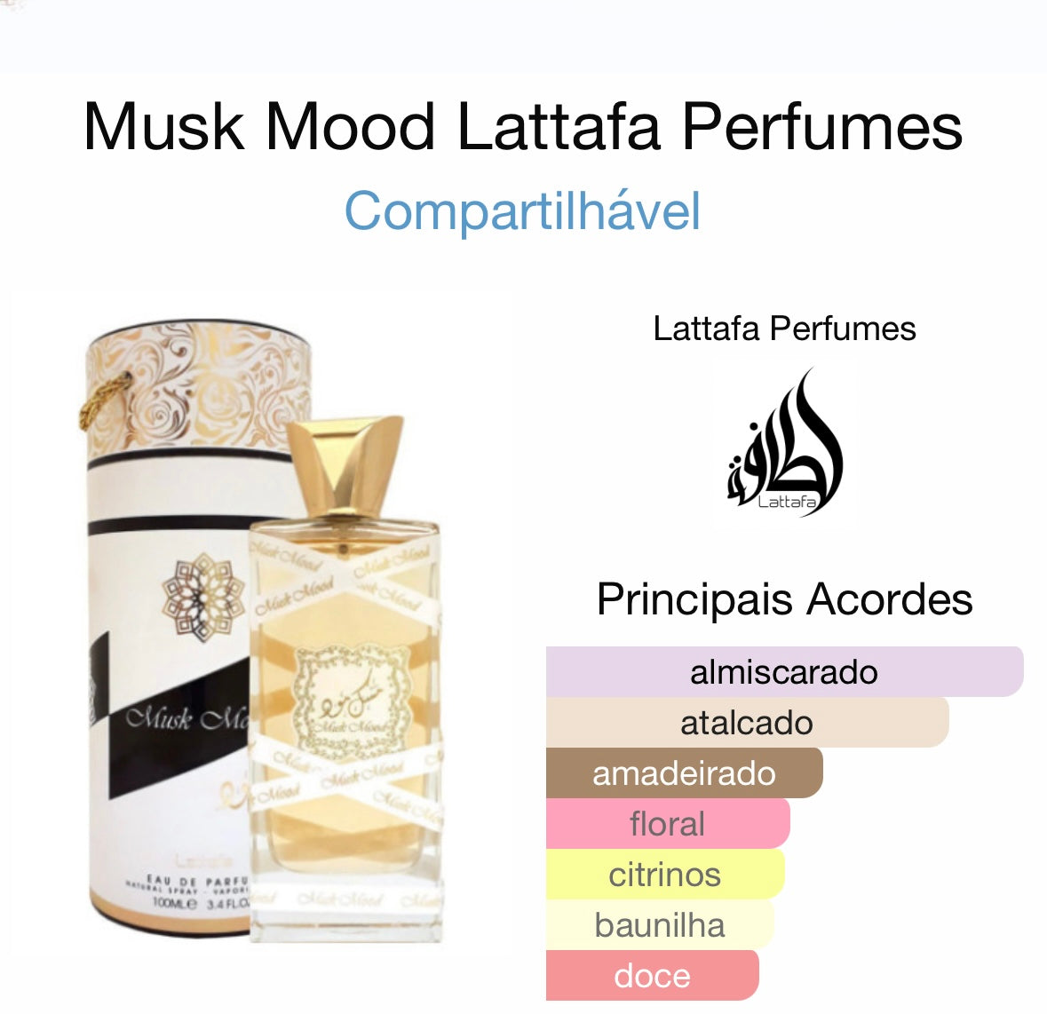 Musk Mood Unissexo - Lattafa Eau De Parfum 100 ML - Unique Privé