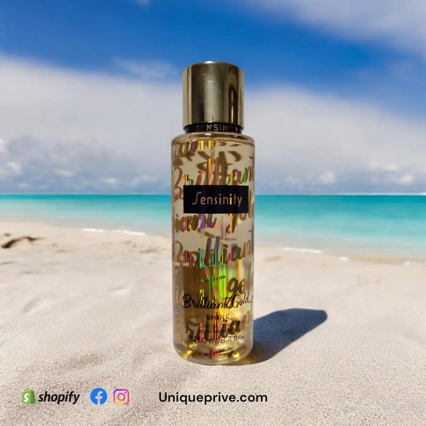 Fragrância Corporal Sensinity Brilliant Gold 250ml - Equivalência Lady Million - Unique Privé