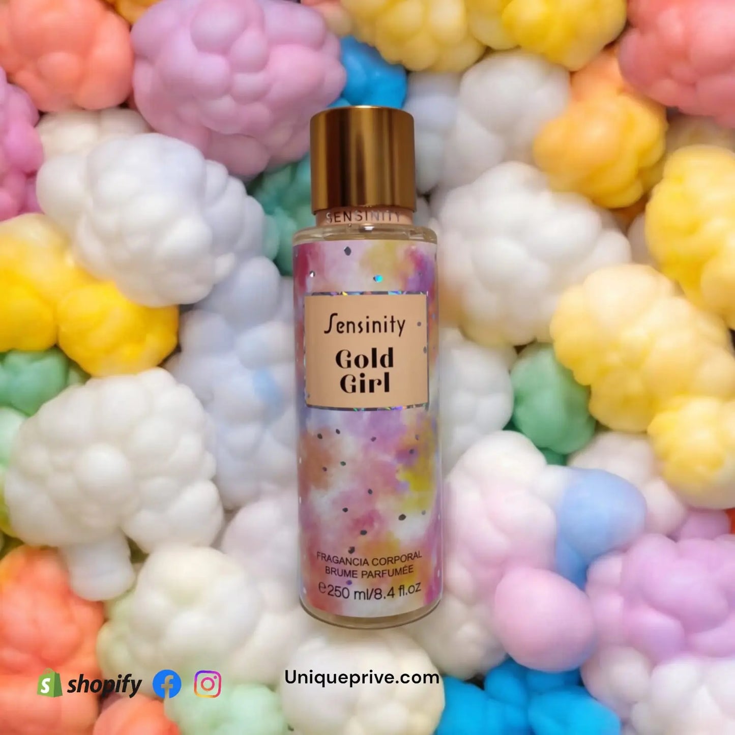 Fragrância Corporal Sensinity Gold Girl 250ml - Equivalência Good Girl - Unique Privé