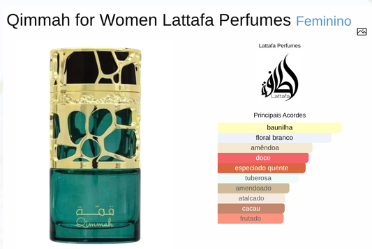 Perfume Qimmah Lattafa Eau de Parfum Feminino 100ml – Oriental Doce e Sofisticado