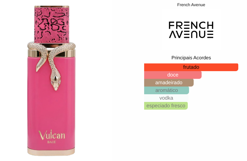 Vulcan Baie da French Avenue – Eau de Parfum Unissexo, Intenso e Inesquecível